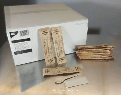 PAPSTAR Einweglöffel Holz 16 cm mit Serviette einzeln verpackt Neuware – Preis pro Stück