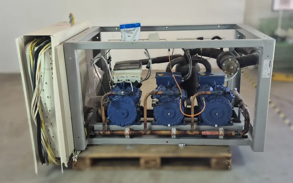 Hauser Kältekompressor-Verbundanlage Pluskühlung 3x Bock HGX34P S 2006 inkl. Schaltschrank