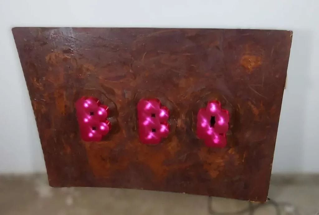 BBQ Werbeschild Rusted Look mit LED-Schriftzug 140 x 100 cm – Wanddeko Handanfertigung
