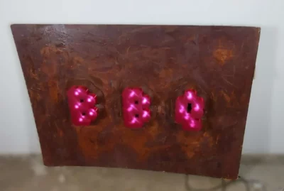 BBQ Werbeschild Rusted Look mit LED-Schriftzug 140 x 100 cm – Wanddeko Handanfertigung
