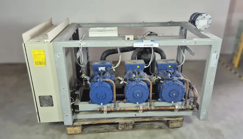 Hauser Kältekompressor-Verbundanlage Pluskühlung 3x Bock HGX34P/e 2006 mit Schaltschrank