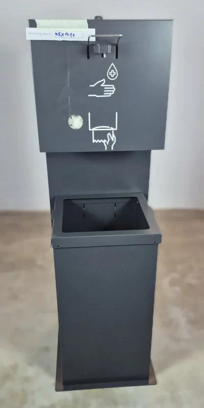 Hygienestation anthrazit freistehend mit Desinfektionsspender, Tuchspender und Mistkübel