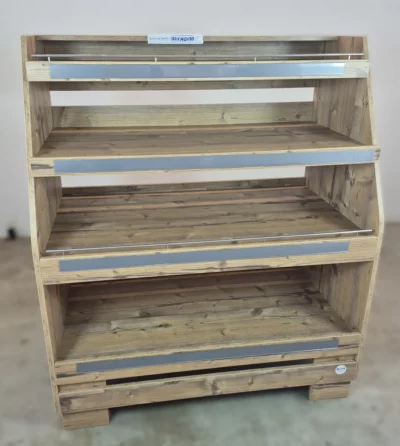 Warenregal Holzoptik mit fixierten Fächern 120 cm – Brot-/Obst-/Präsentationsregal