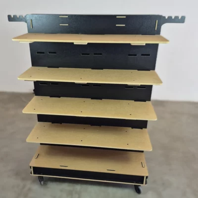 Mobiles Gondelregal Warenregal beidseitig auf Rädern 134 cm – 8 Fächer, 2 Böden