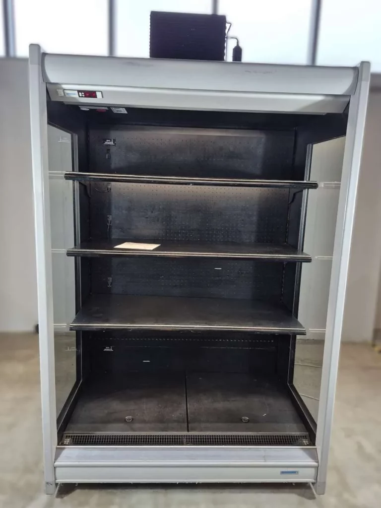 Hauser Wandkühlregal 135 cm grau LED mit elektrischem Nachtrollo steckerfertig (22)