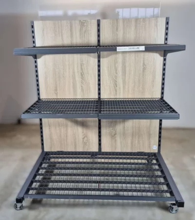 Mobiles Supermarktregal Warenregal 137 cm auf sperrbaren Rädern, Boden für Europalette