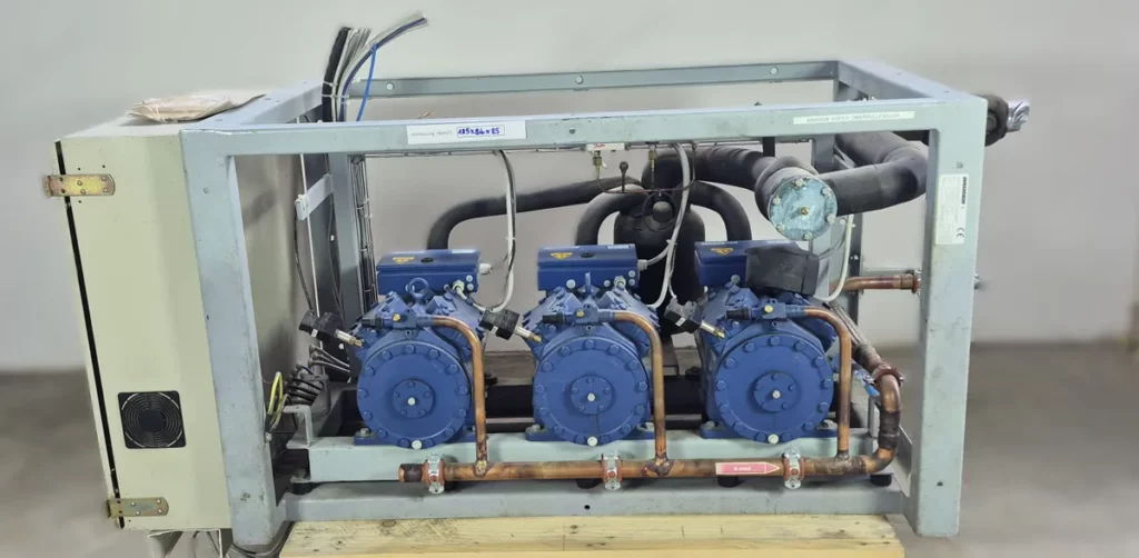 Hauser Kältekompressor-Verbundanlage Pluskühlung 3x Bock HGX34P 2006 inkl. Schaltschrank