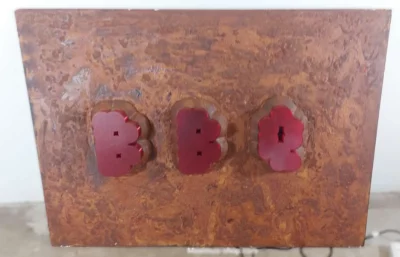 BBQ Werbeschild Rusted Look mit LED-Schriftzug 140 x 100 cm – Beleuchtung teilweise defekt