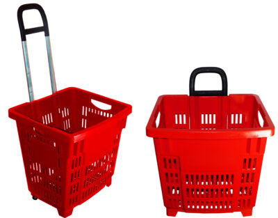 Einkaufskorb in rot mit Rollen 55 Liter und Teleskopgriff Neuware – Preis pro Stück (Kopie)